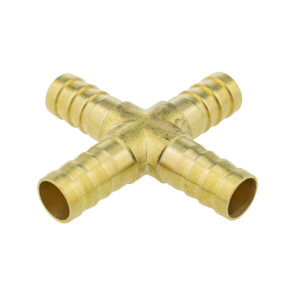 Brass 4-Way Cross Hose Connector – 10mm Barbs