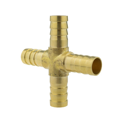 Brass 4-Way Cross Hose Connector – 10mm Barbs