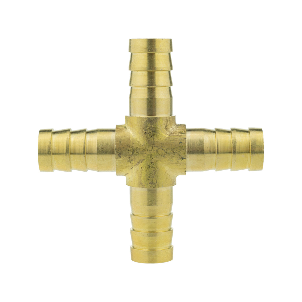 Brass 4-Way Cross Hose Connector – 10mm Barbs
