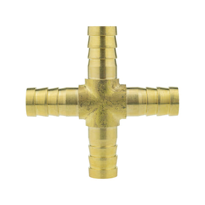 Brass 4-Way Cross Hose Connector – 10mm Barbs