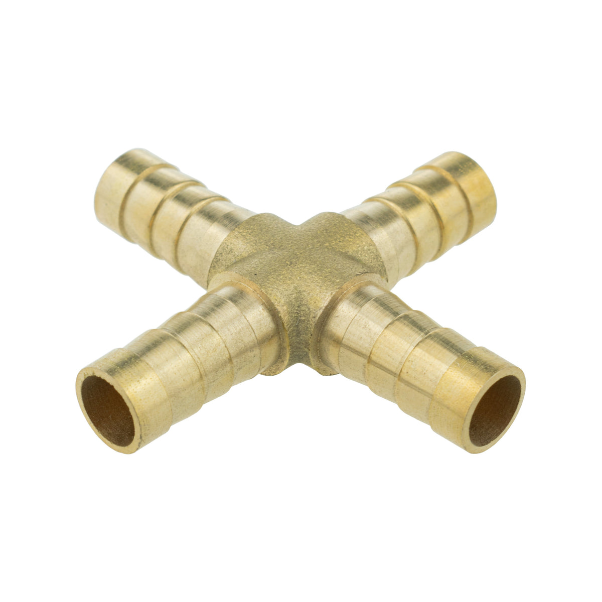 Brass 4-Way Cross Hose Connector – 8mm Barbs