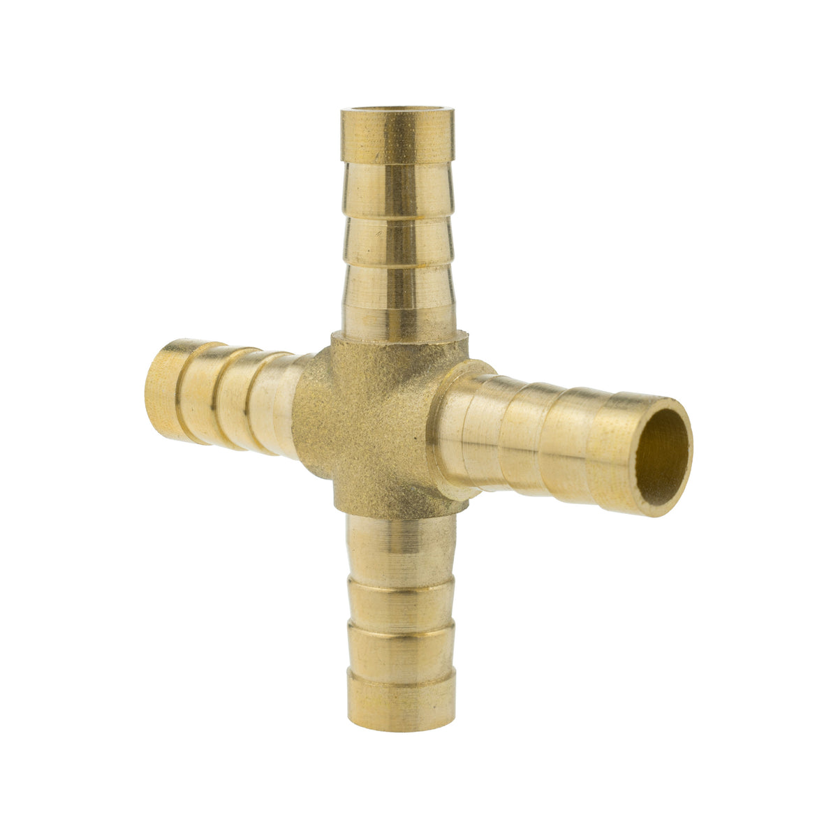 Brass 4-Way Cross Hose Connector – 8mm Barbs