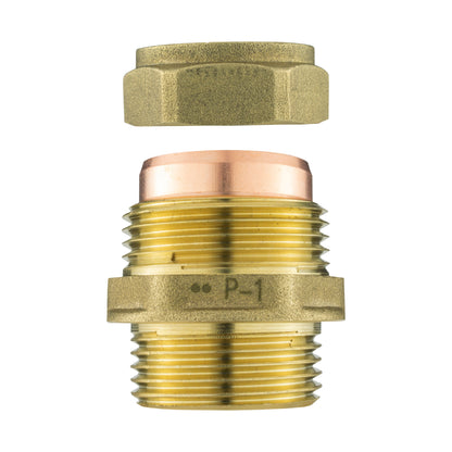Brass Compression Adapter – 22mm Pipe × ¾″ BSP Male