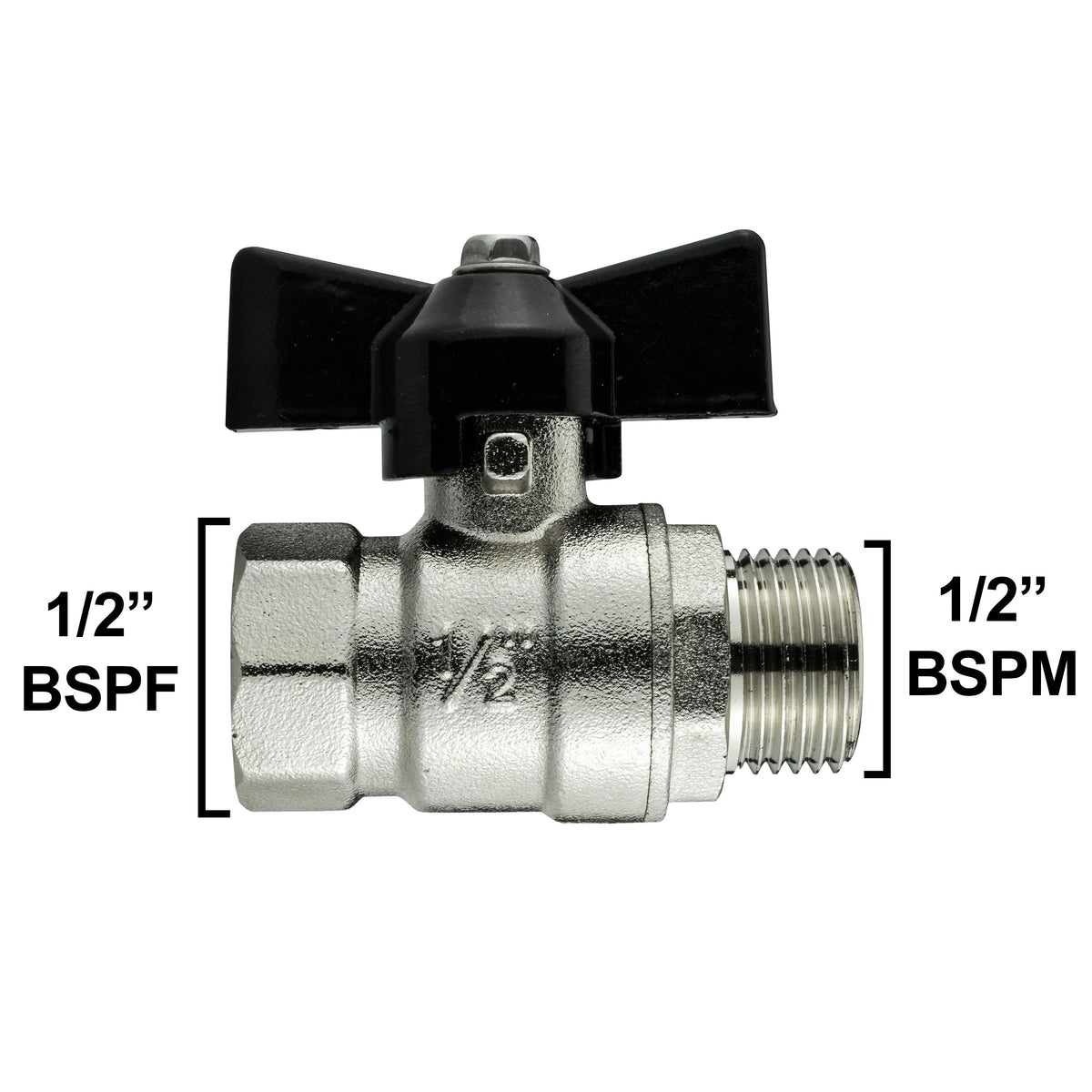 15mm Copper Wall Plate with Butterfly Valve – ½″ BSP
