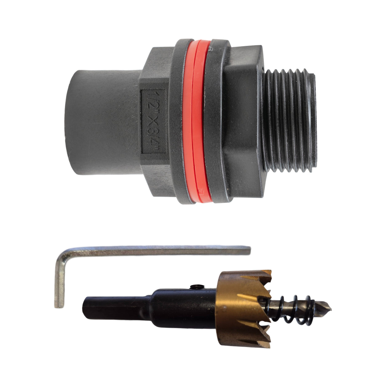 Water Butt Connector Kit – ¾″ BSP Male to ½″ Female & 27mm Saw
