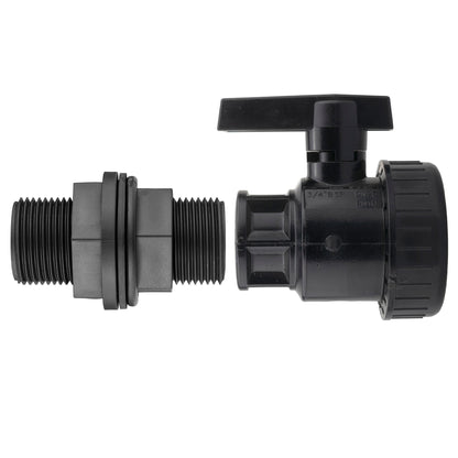 ¾″ BSP Water Butt Fitting with Full-Flow PP Union Ball Valve