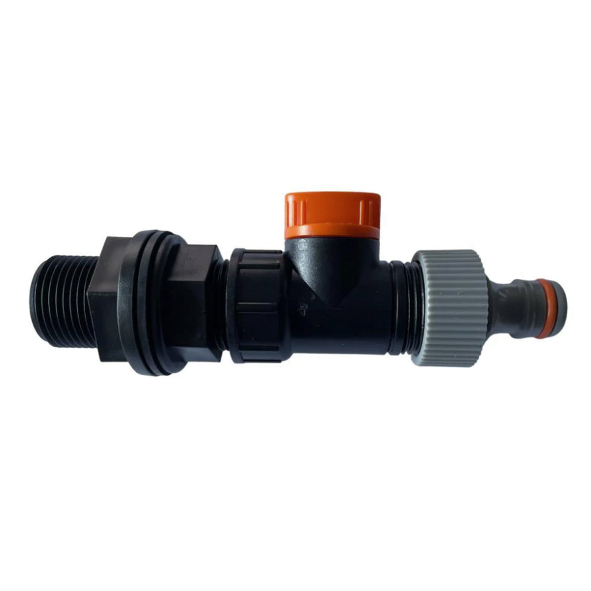 ¾″ BSP Water Butt Kit with Valve & Male Quick Outlet; supplied product design shown.