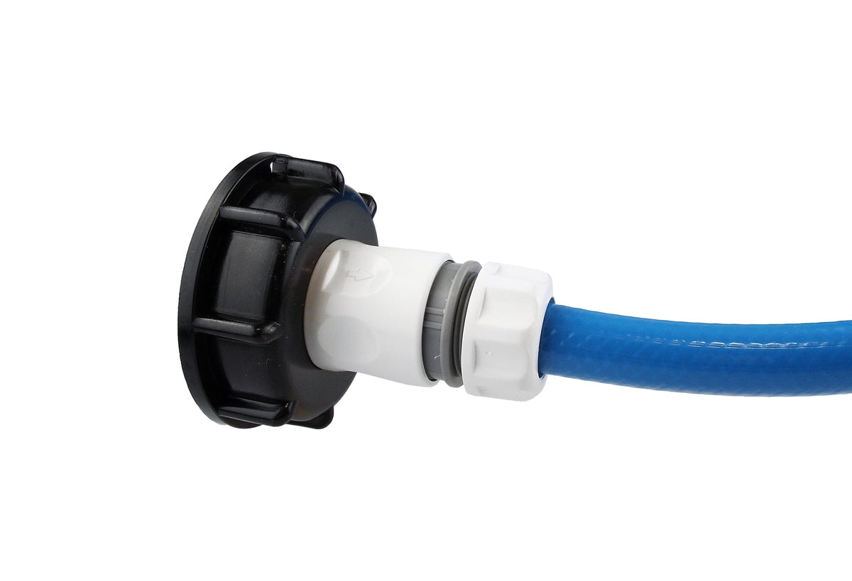 IBC S60X6 Cap & Quick Coupling – Grey/White Hose End