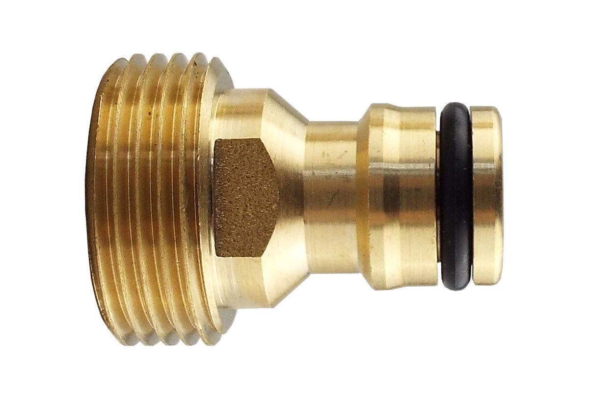 Brass Tap Adapter – ¾″ BSP Male to Snap-On Hose Connector