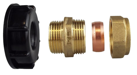 IBC S60X6 Cap – 28mm Brass Compression Straight; supplied fittings shown.
