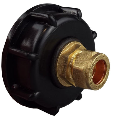 IBC S60X6 Cap – 15mm Brass Compression Straight; supplied fittings shown.