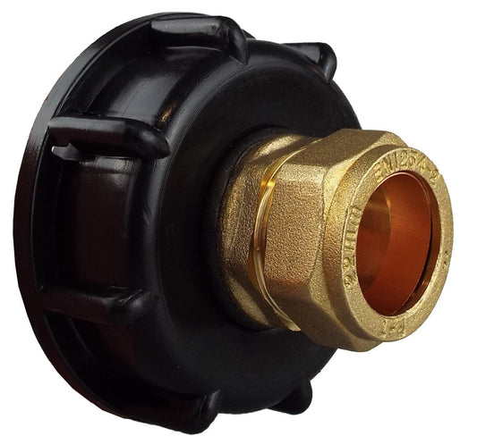 IBC S60X6 Cap – 22mm Brass Compression Straight; supplied fittings shown.