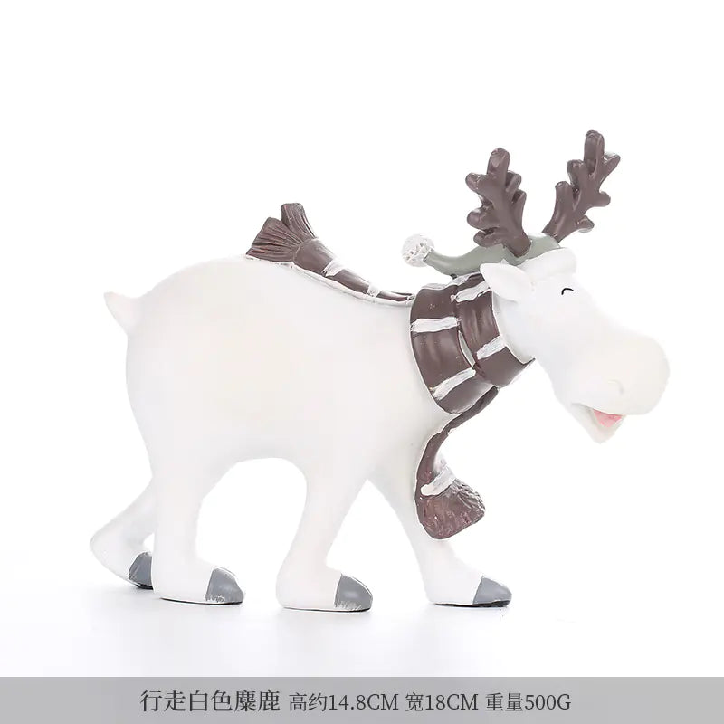 Nordic Elk Decorative Resin Figurine – Pastel Home Ornament
