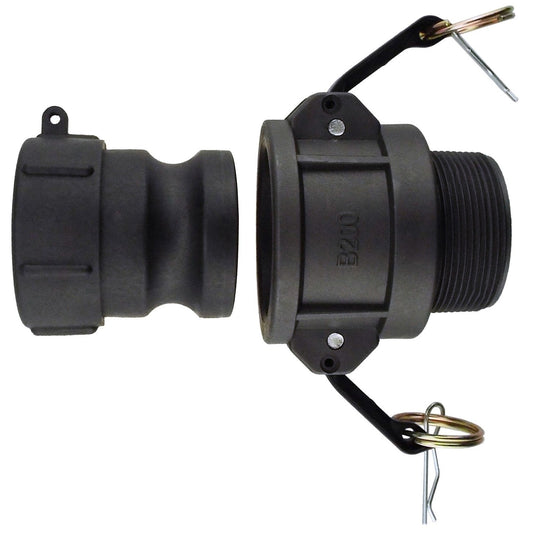 IBC S60X6 Camlock Kit – 2″ BSP Male Outlet; supplied fittings shown.