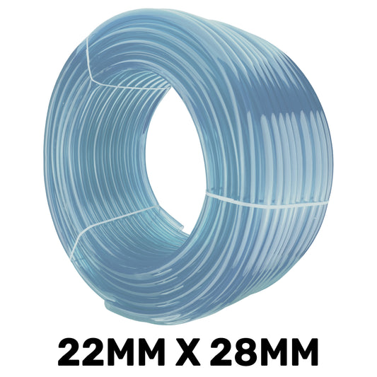 Clear PVC Hose – 22mm ID × 28mm OD, 1m / 50m