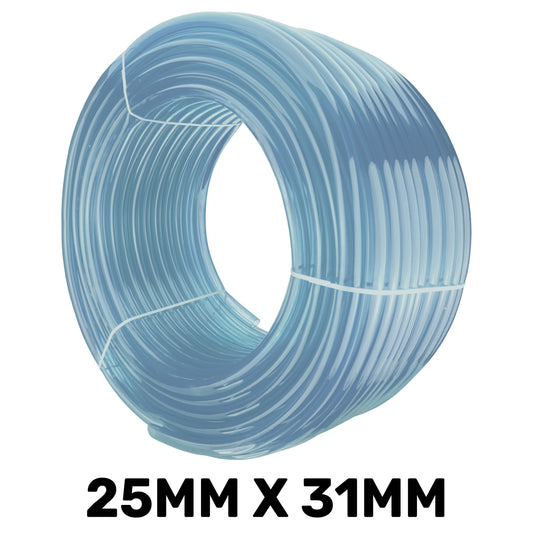 Clear PVC Hose – 25mm ID × 31mm OD, 1m / 50m
