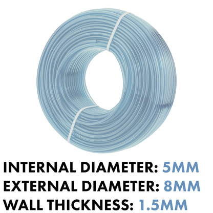 Clear PVC Tubing – 5mm Bore × 8mm OD, Length Options