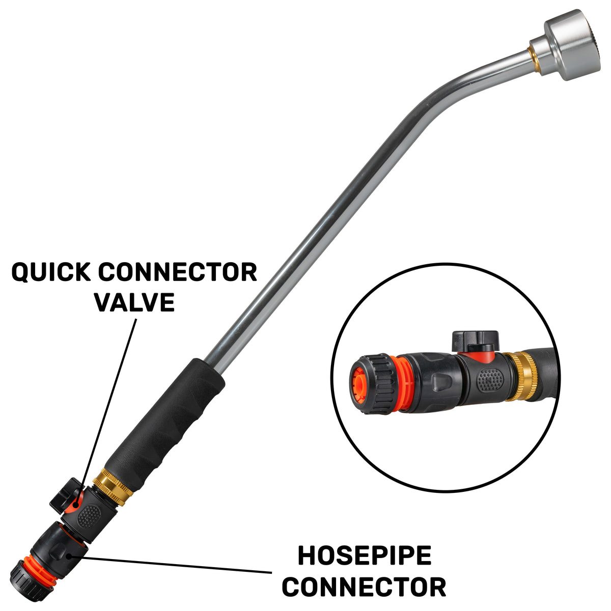 50cm Watering Lance with Black Valve & ½″ Hose Connector