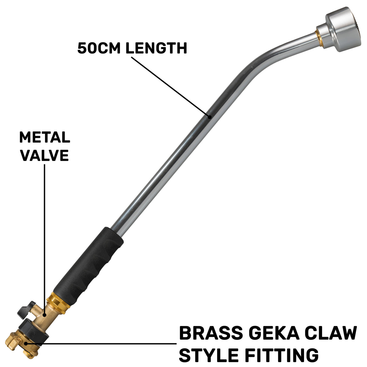 50cm Watering Lance with Brass Valve & Claw Coupling