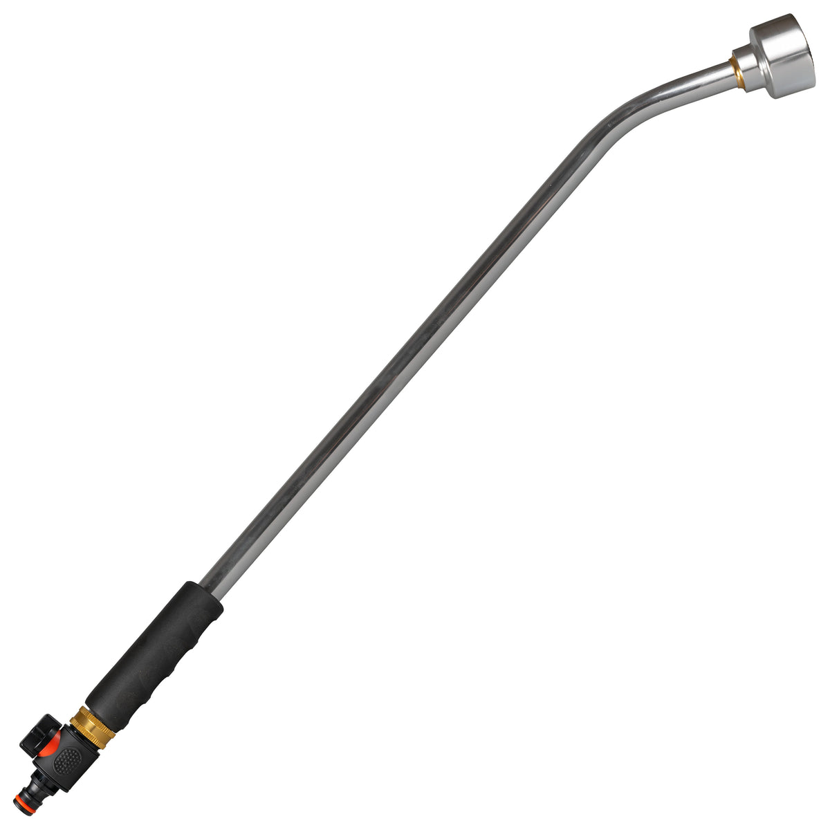 75cm aluminium watering lance with black valve and male snap-on plug.