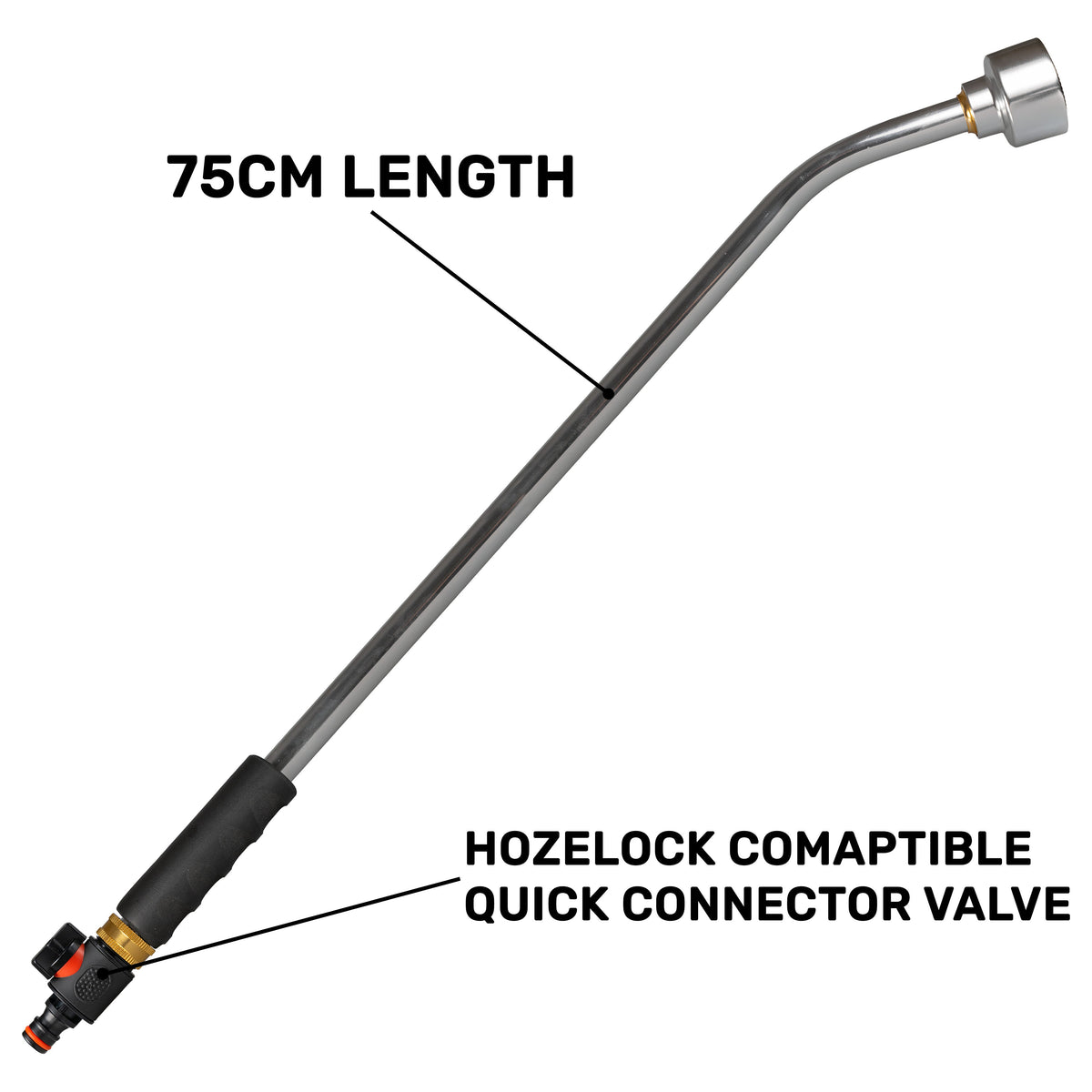 75cm Watering Lance with Black Valve & Quick-Connect Plug