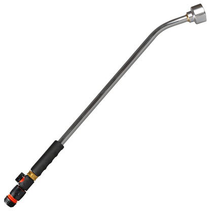 75cm aluminium watering lance with black valve and black/orange female hose connector.