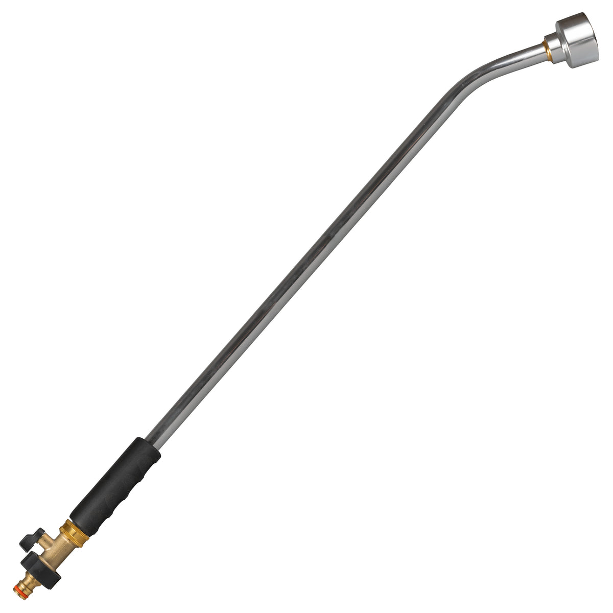 90cm aluminium watering lance with brass valve and male snap-on plug.