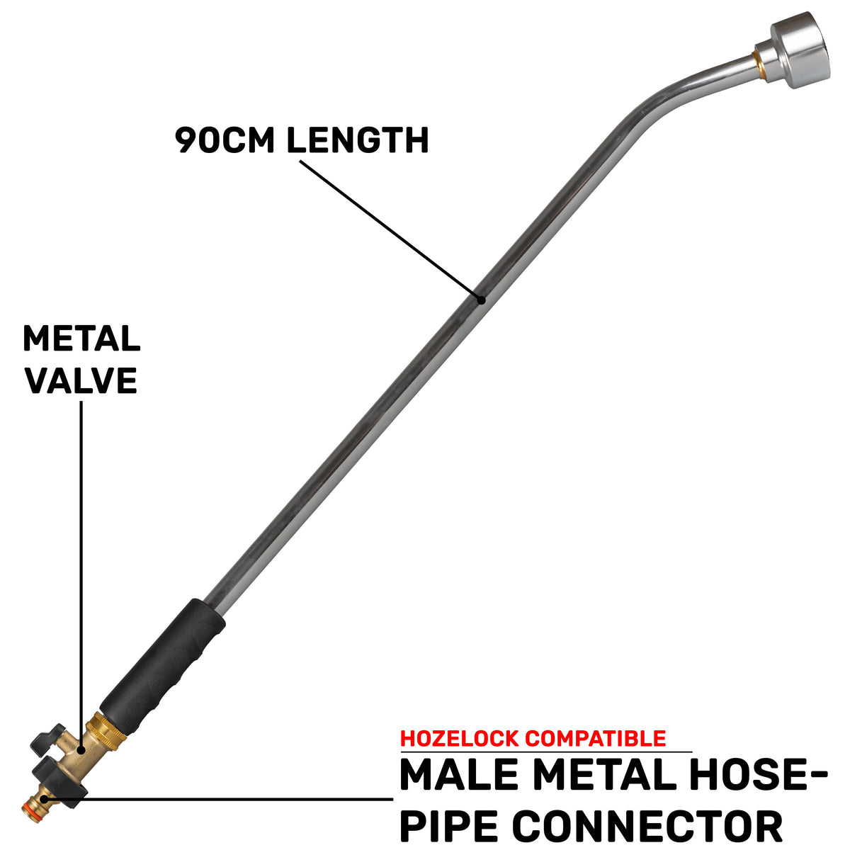 90cm Watering Lance with Brass Valve & Quick-Connect Plug