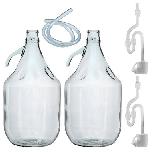 2 × 5L Glass Demijohns – Airlocks & Bungs & Syphon Tube