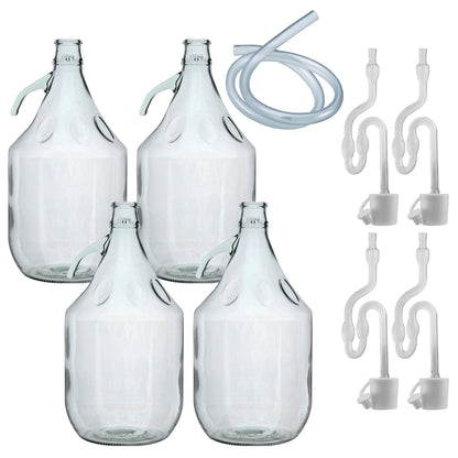 4 × 5L Glass Demijohns – Airlocks & Bungs & Syphon Tube