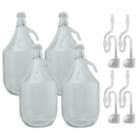 4 × 5L Glass Demijohns – Swing Tops & Airlocks