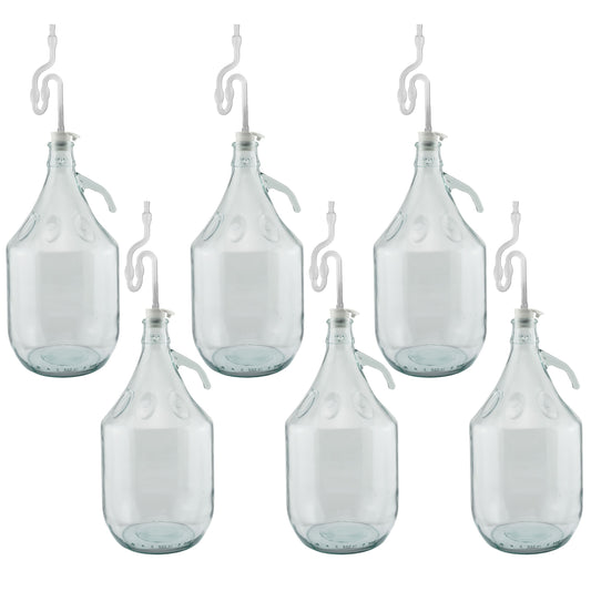 6 × 5L Glass Demijohns – Airlocks & Bungs