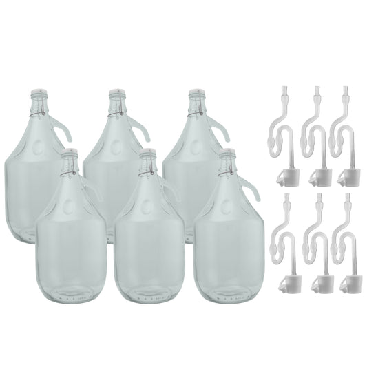 6 × 5L Glass Demijohns – Swing Tops & Airlocks