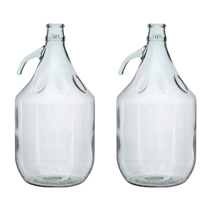 2 × 5L Glass Demijohns – Plain Bottles with Handles