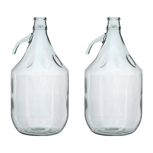 2 × 5L Glass Demijohns – Plain Bottles with Handles