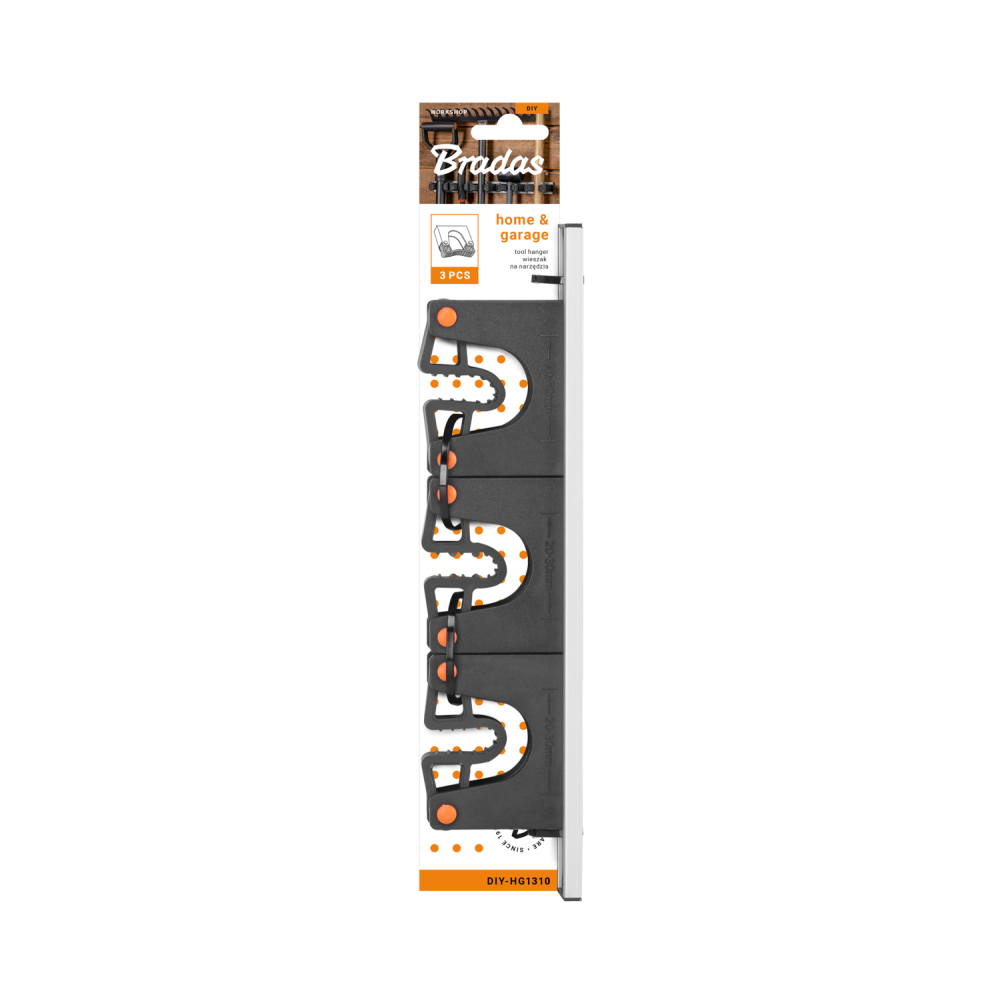 28cm Wall Tool Rail with 3 Gripper Holders