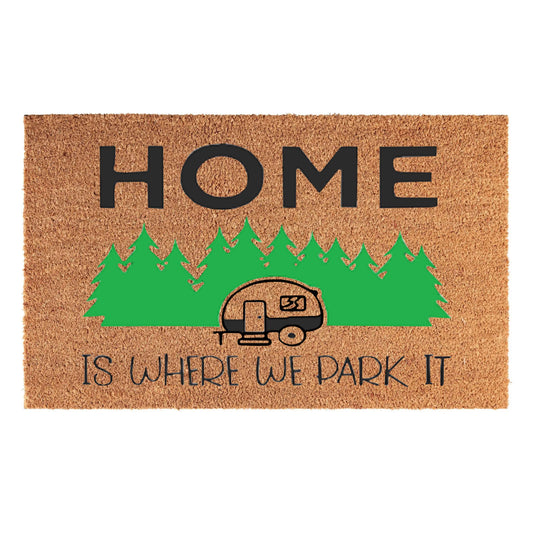 Home Is Where We Park It Coir Doormat – 40 × 60cm; supplied product shown.