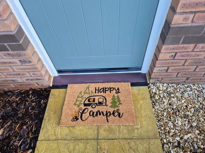 Happy Camper Coir Doormat – 40 × 60cm