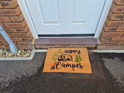 Happy Camper Coir Doormat – 40 × 60cm