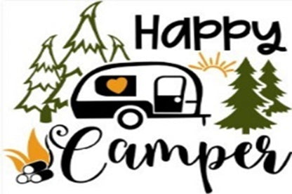 Happy Camper Coir Doormat – 40 × 60cm