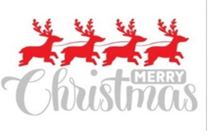 'Merry Christmas' (Red Reindeer) Coir Fibre Doormat with Rubber Backing (60cm x 40cm)