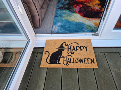 'Happy Halloween' Coir Fibre Doormat with Rubber Backing (60cm x 40cm)