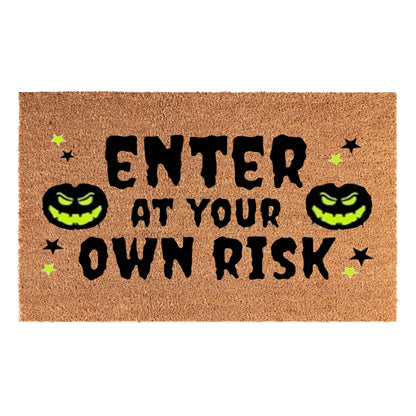 'Enter At Your Own Risk' Coir Fibre Doormat with Rubber Backing (60cm x 40cm)
