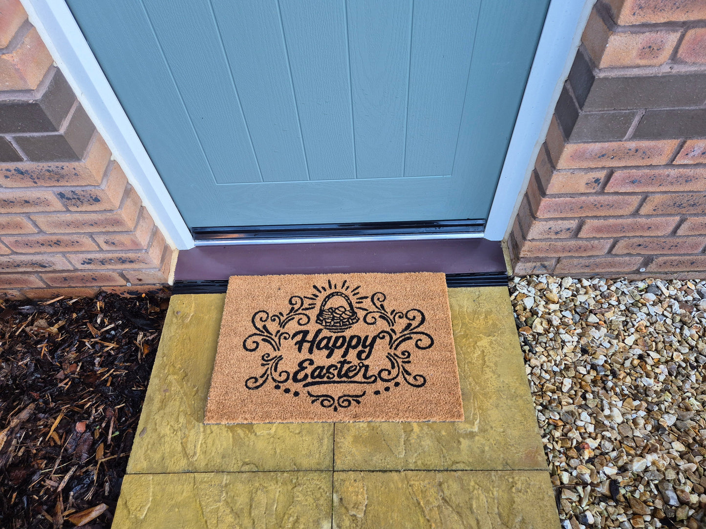 'Happy Easter' Coir Fibre Doormat with Rubber Backing (60cm x 40cm)