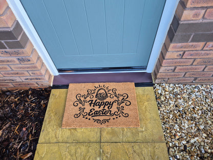 'Happy Easter' Coir Fibre Doormat with Rubber Backing (60cm x 40cm)