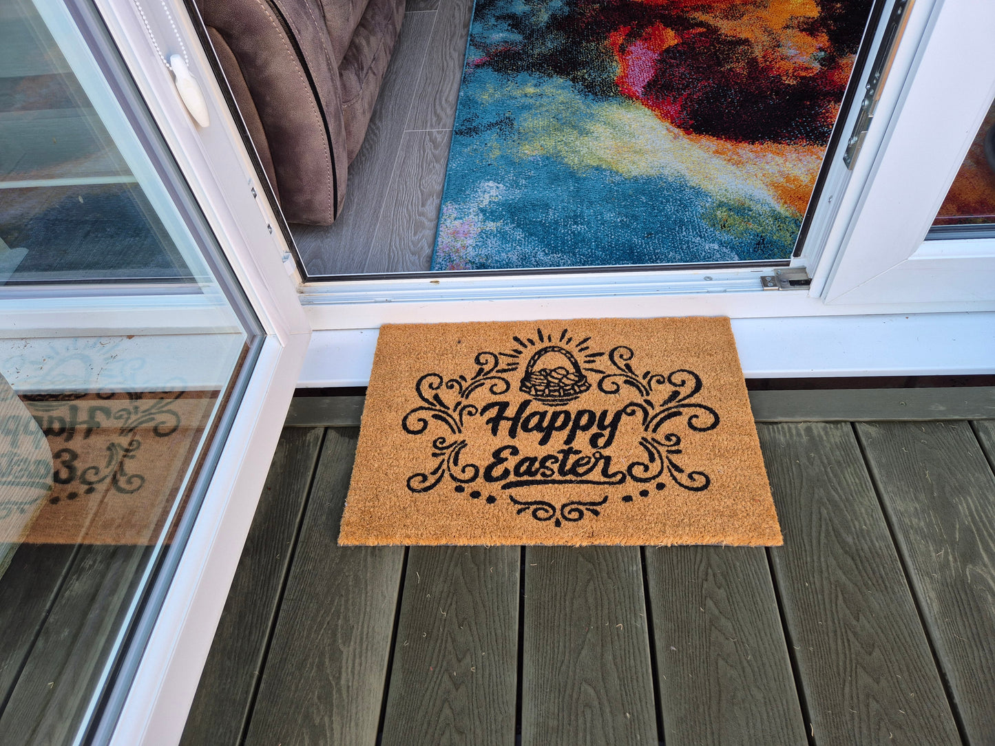 'Happy Easter' Coir Fibre Doormat with Rubber Backing (60cm x 40cm)