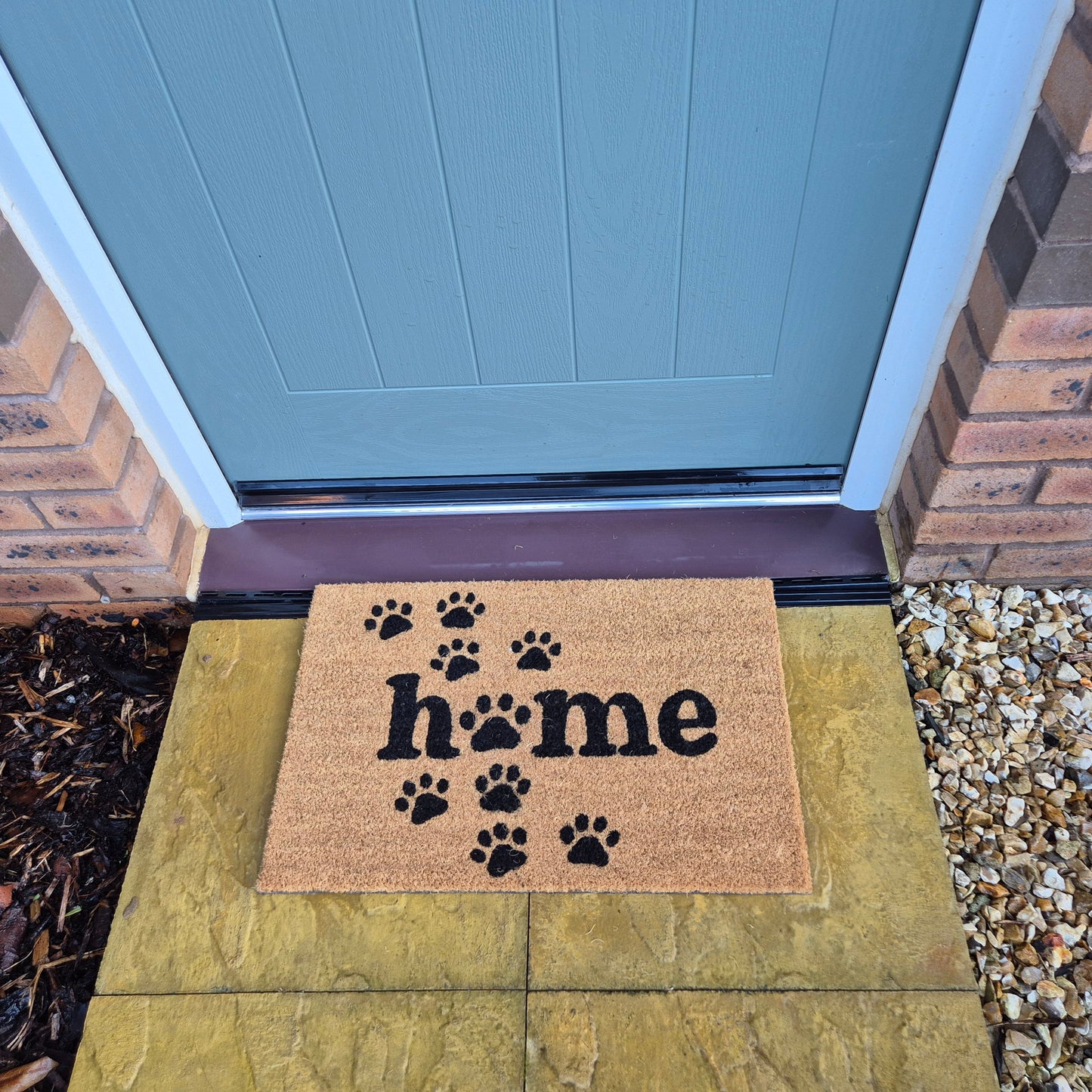 'Home' Paw Print Coir Fibre Doormat with Rubber Backing (60cm x 40cm)