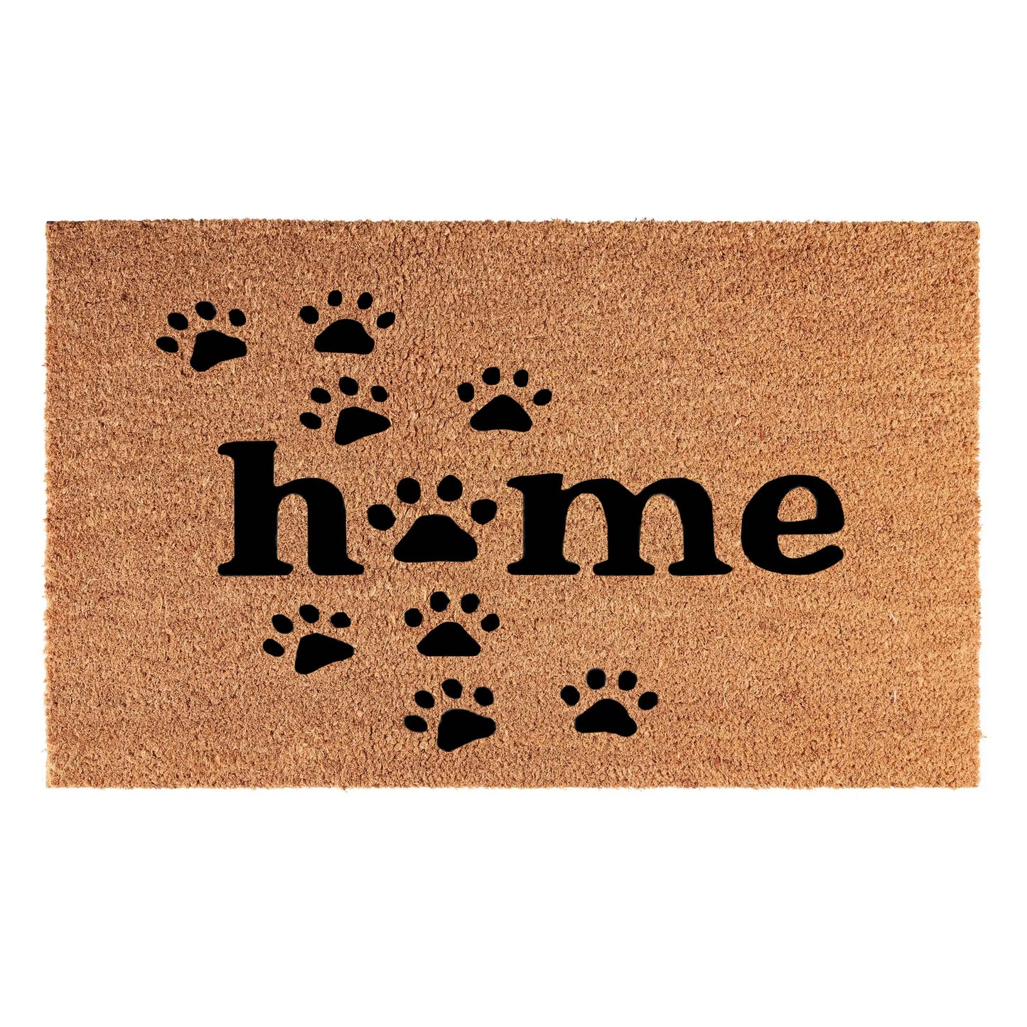 'Home' Paw Print Coir Fibre Doormat with Rubber Backing (60cm x 40cm)