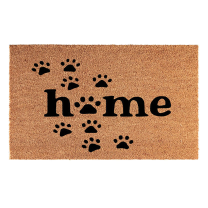 'Home' Paw Print Coir Fibre Doormat with Rubber Backing (60cm x 40cm)