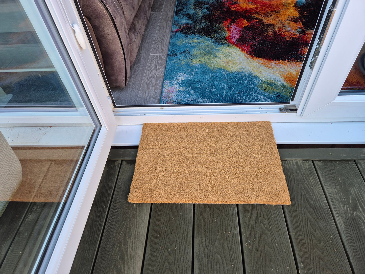Plain Coir Fibre Doormat with Rubber Backing (60cm x 40cm)